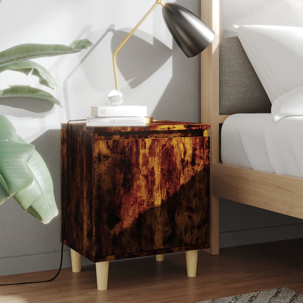Bedside Table - ABERDEEN Ada Nightstand Smoked Oak 40cm - Design Hut