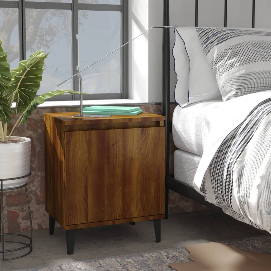 Bedside Table - ANGUS Len Nightstand Brown Oak 40cm - Decor Base