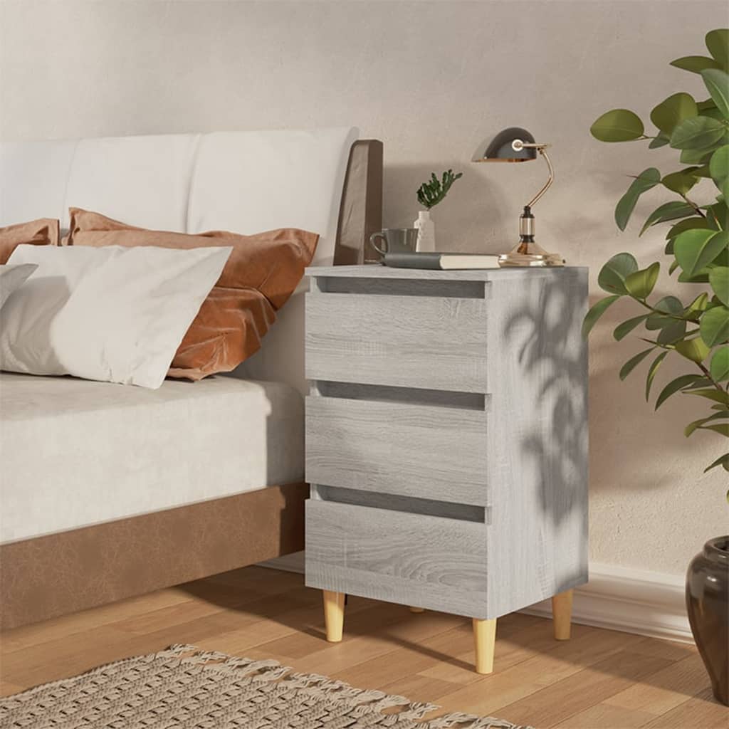 Bedside Table - MORRIS Nightstand Grey Sonoma 40cm - Decor Base