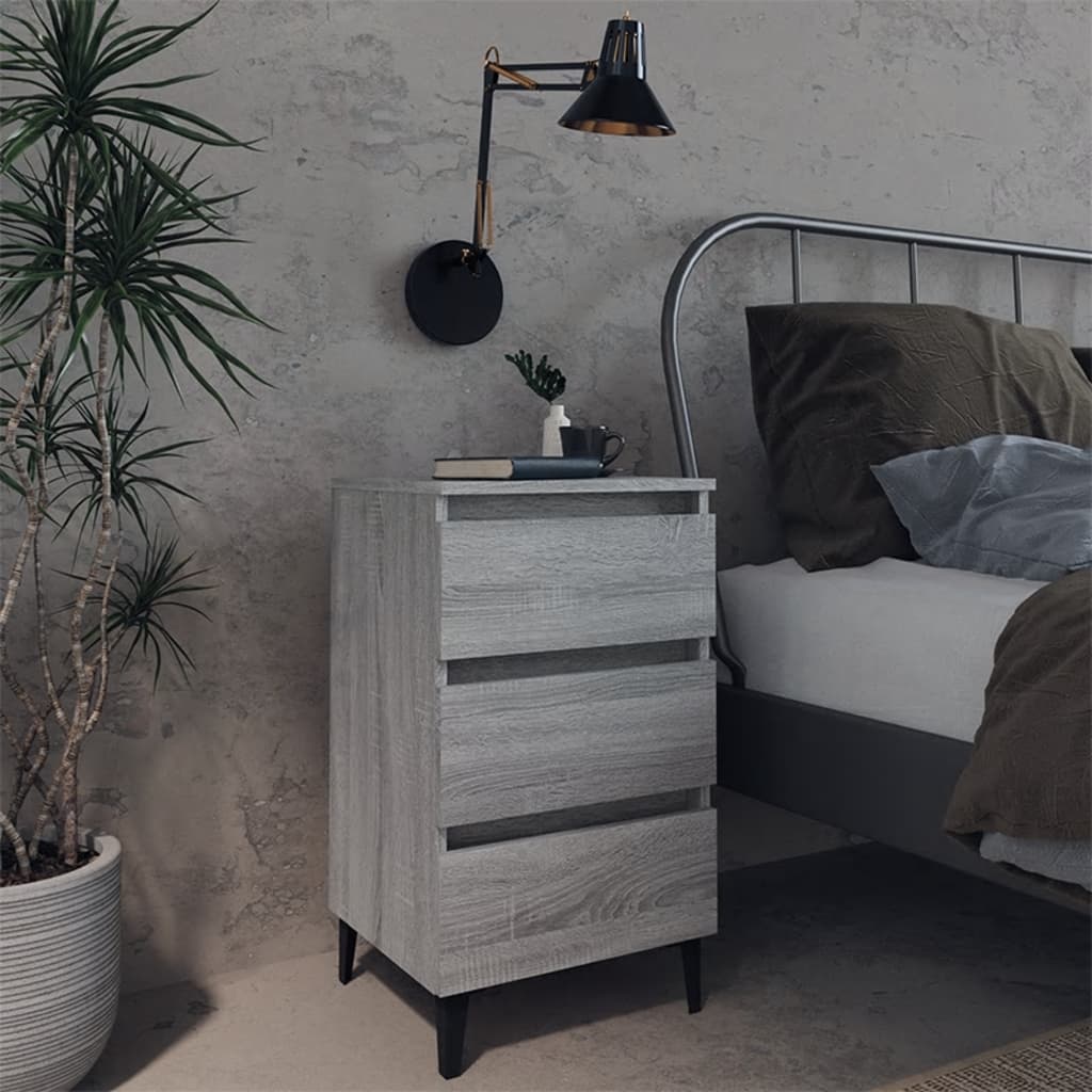 Bedside Table - MORGAN Nightstand Grey Sonoma 40cm - Unbeatable Bargains