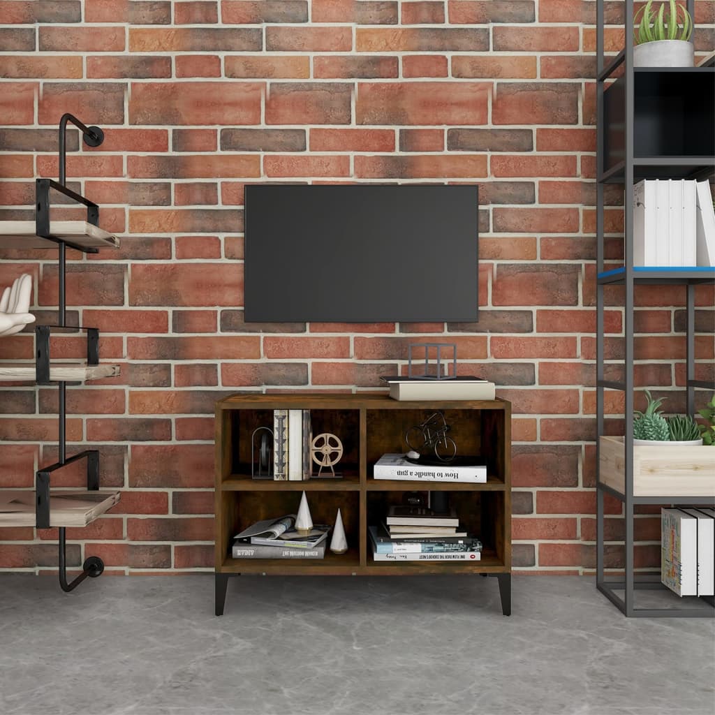 TV Cabinet with Metal Legs Smoked Oak 69.5x30x50 cm - Design Hut