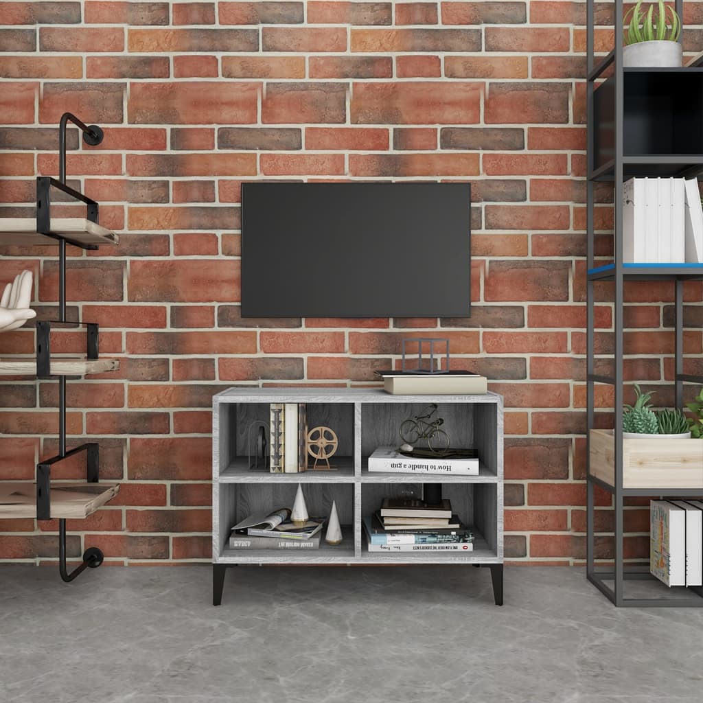 TV Cabinet with Metal Legs Grey Sonoma 69.5x30x50 cm - Design Hut