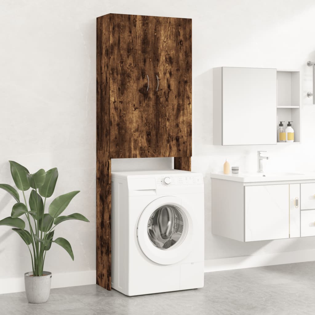 Washing Machine Cabinet Smoked Oak 64x25.5x190 cm - R and M Furniture