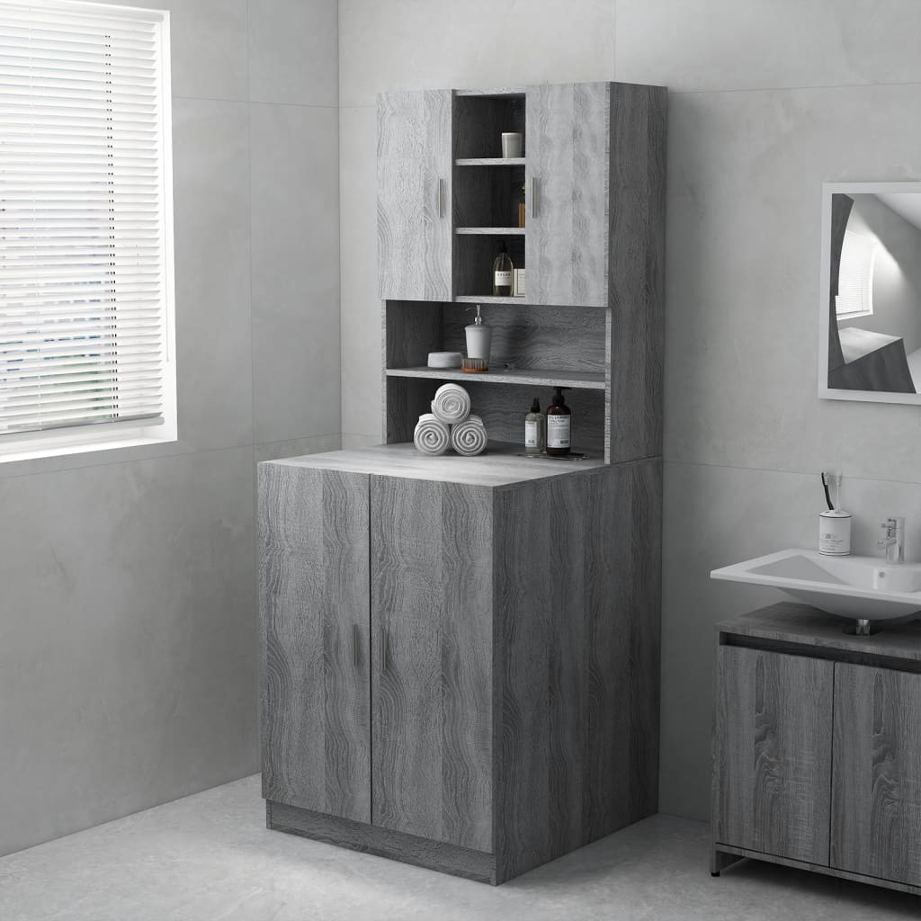 Washing Machine Cabinet Grey sonoma 71x71.5x91.5 cm - The Home Maker