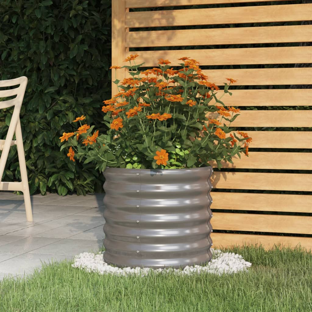 Garden Planter Powder-coated Steel 40x40x36 cm Grey - Merlin Deals