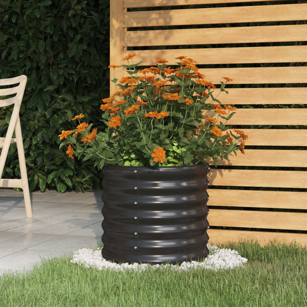 Garden Planter Powder-coated Steel 40x40x36 cm Anthracite - Unbeatable Bargains