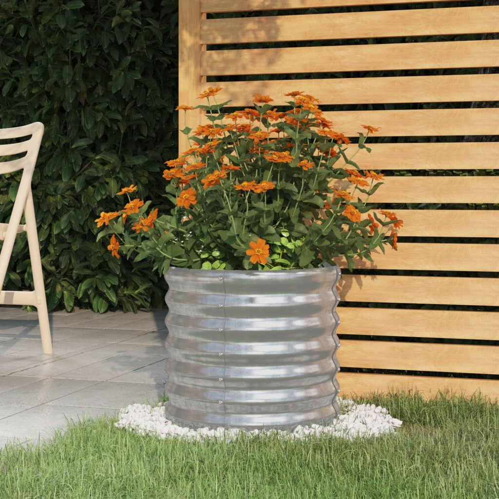 Garden Planter Powder-coated Steel 40x40x36 cm Silver - Tyrell & Tyrell