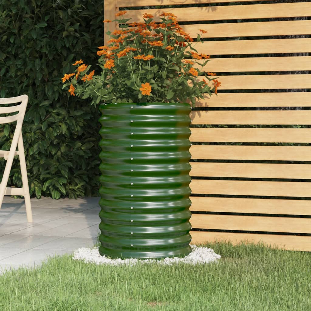 Garden Planter Powder-coated Steel 40x40x68 cm Green - R and M Furniture