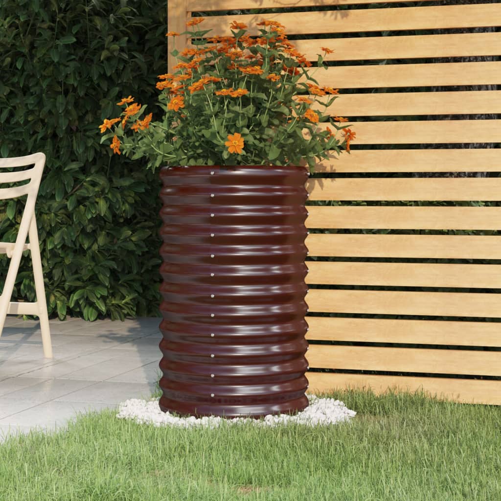 Garden Planter Powder-coated Steel 40x40x68 cm Brown - Unbeatable Bargains