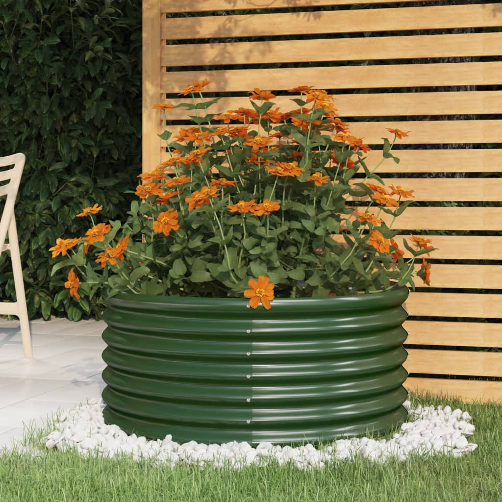 Garden Planter Powder-coated Steel 80x80x36 cm Green - Decor Base