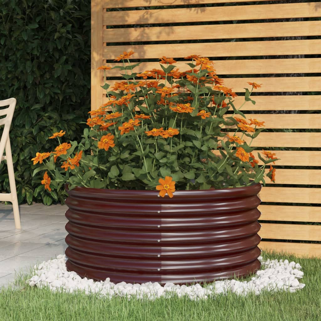 Garden Planter Powder-coated Steel 80x80x36 cm Brown - R and M Furniture
