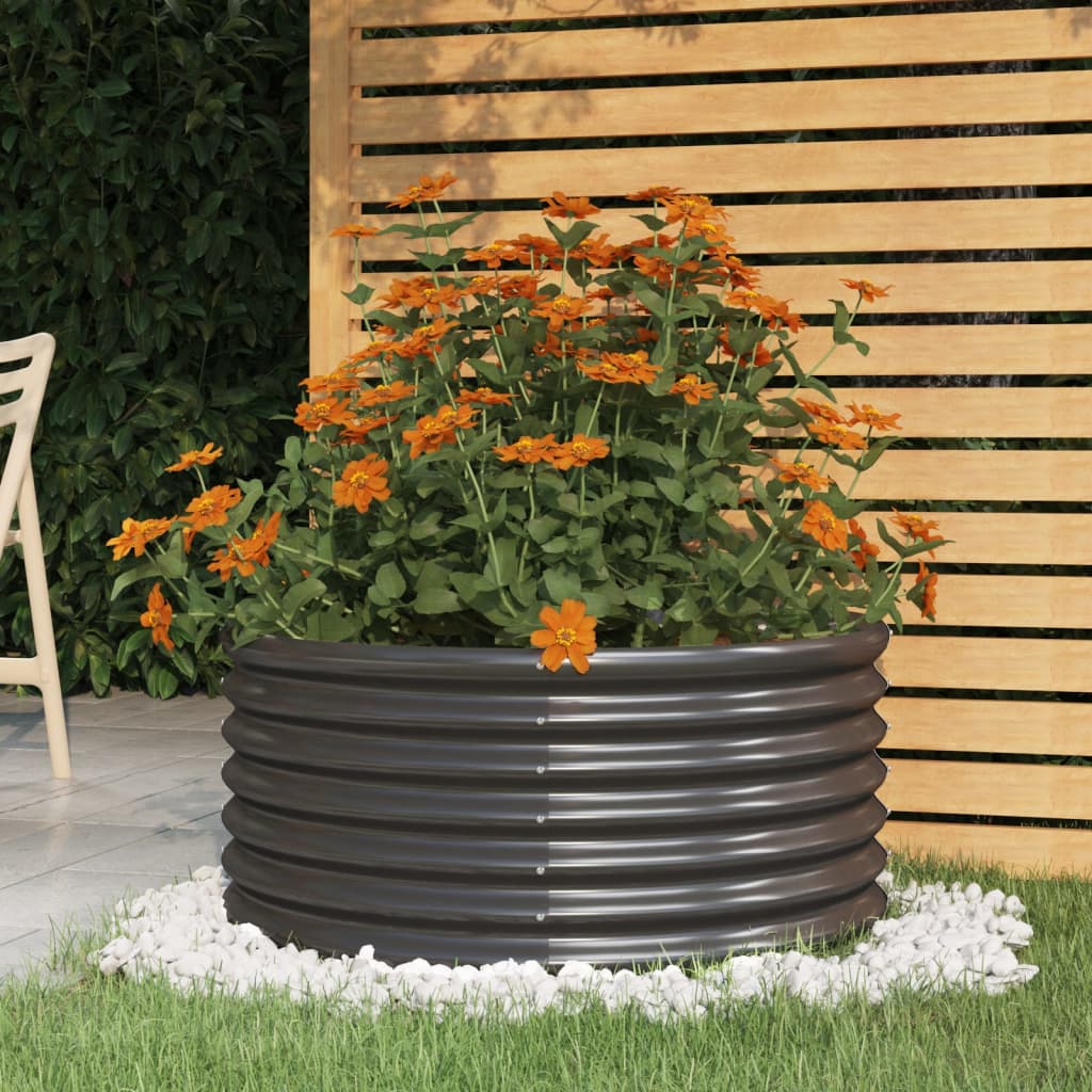 Garden Planter Powder-coated Steel 80x80x36 cm Anthracite - Design Hut