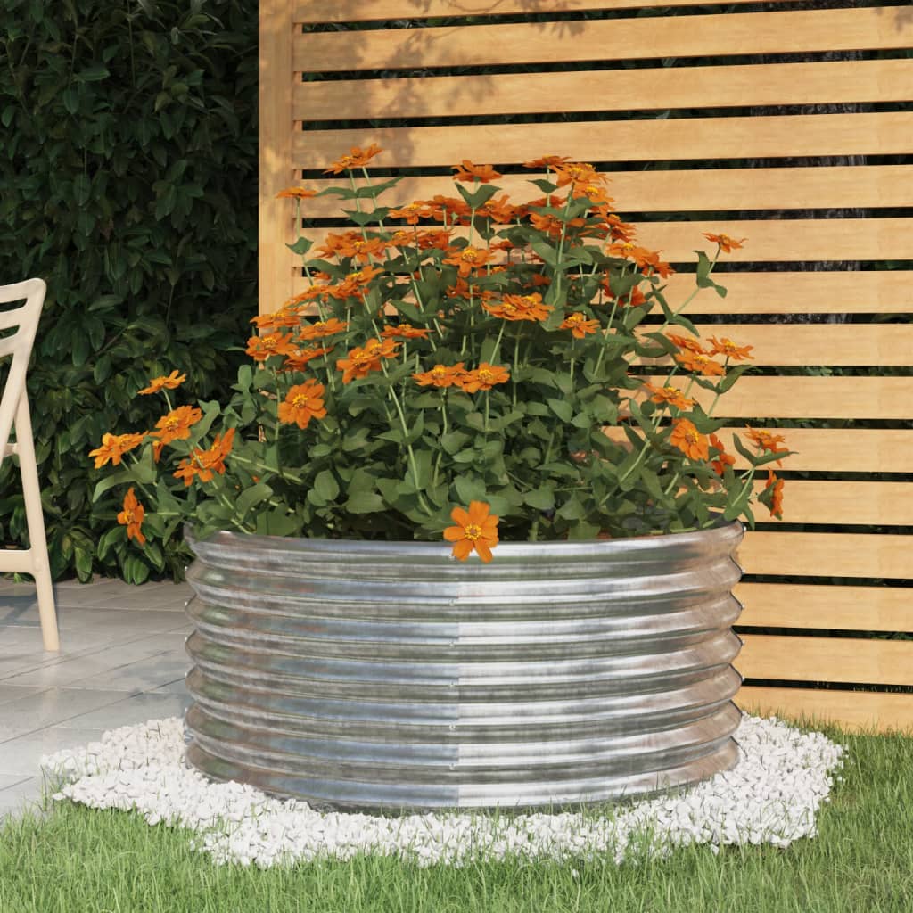 Garden Planter Powder-coated Steel 80x80x36 cm Silver - R and M Furniture
