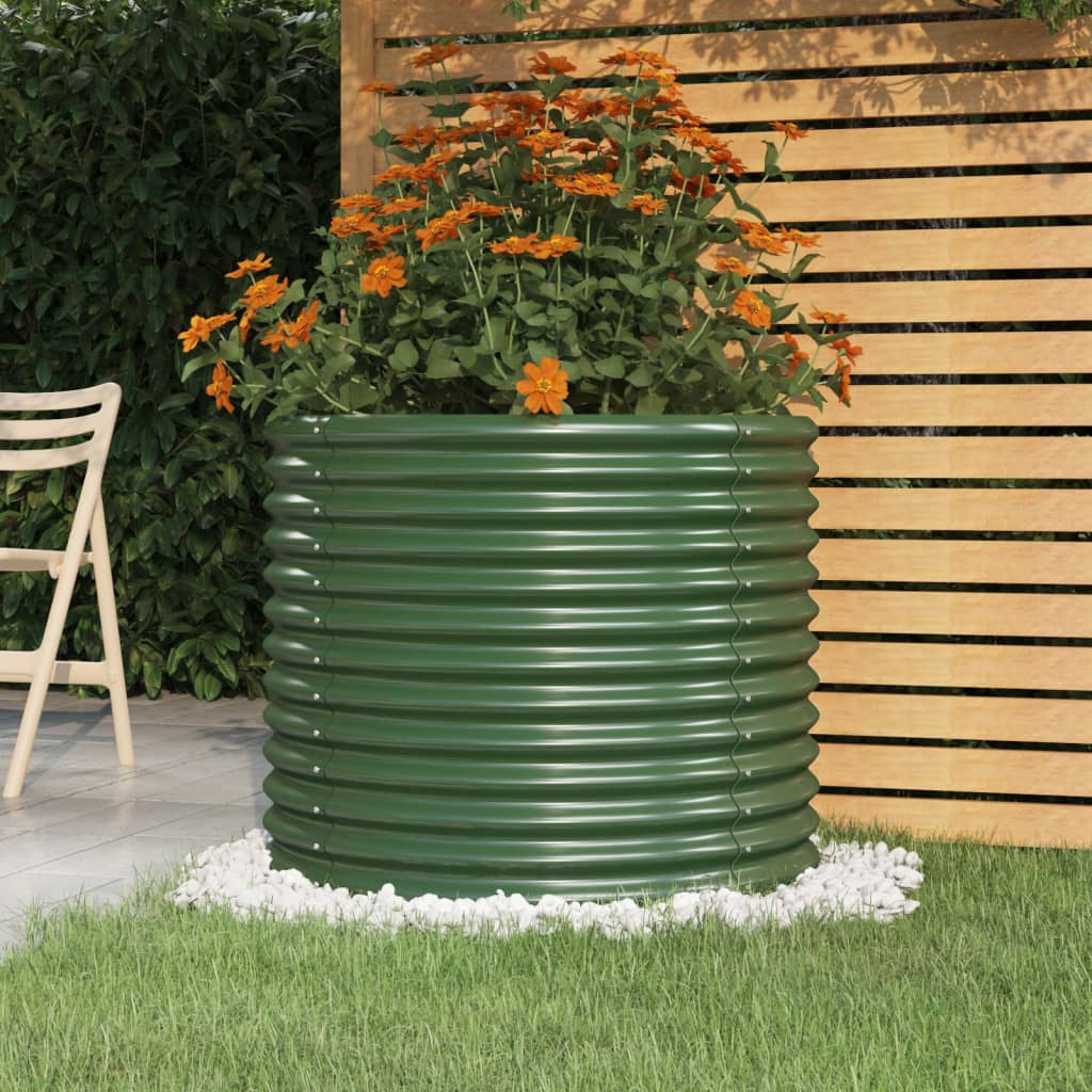 Garden Planter Powder-coated Steel 80x80x68 cm Green - Decor Base