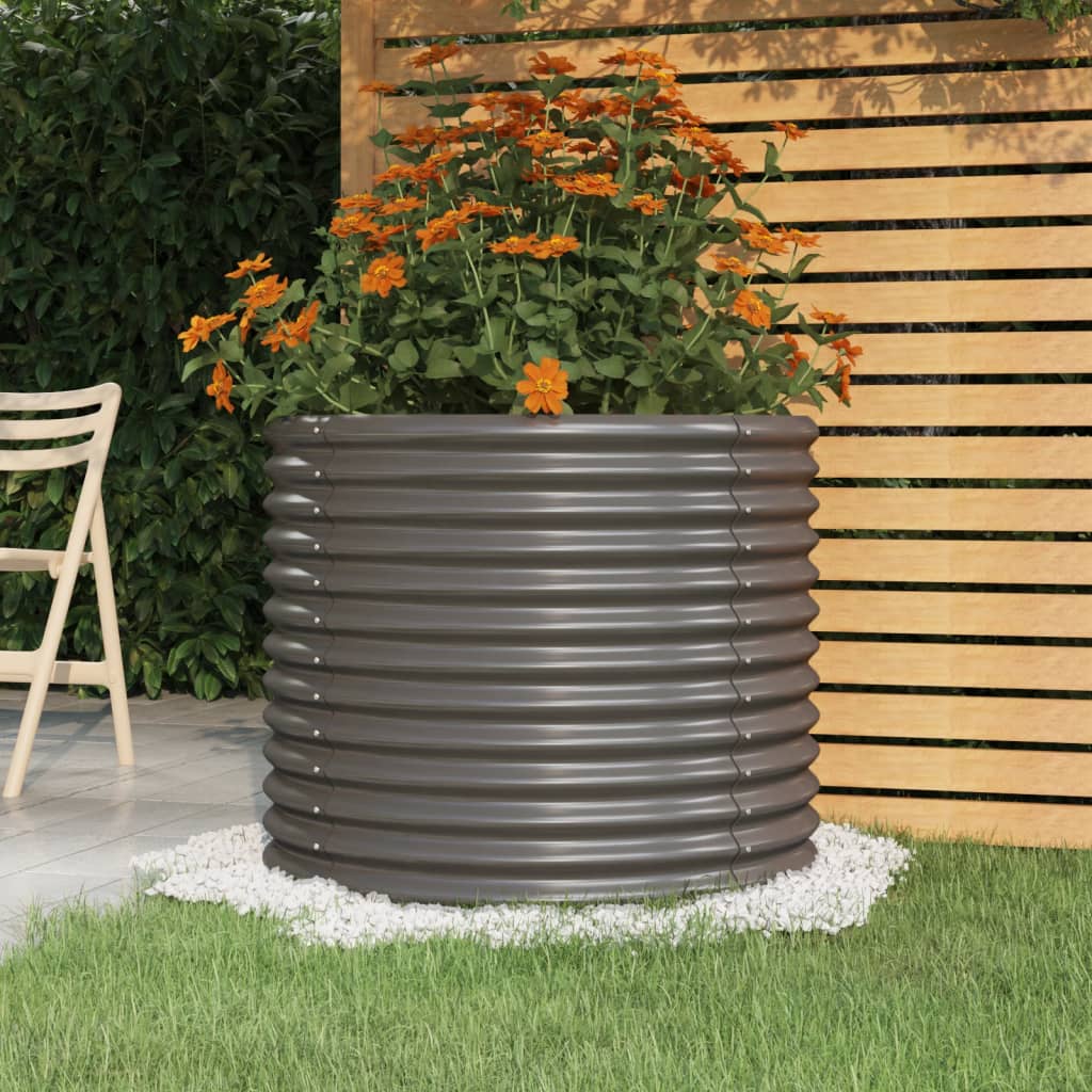Garden Planter Powder-coated Steel 80x80x68 cm Grey - Merkel Designers