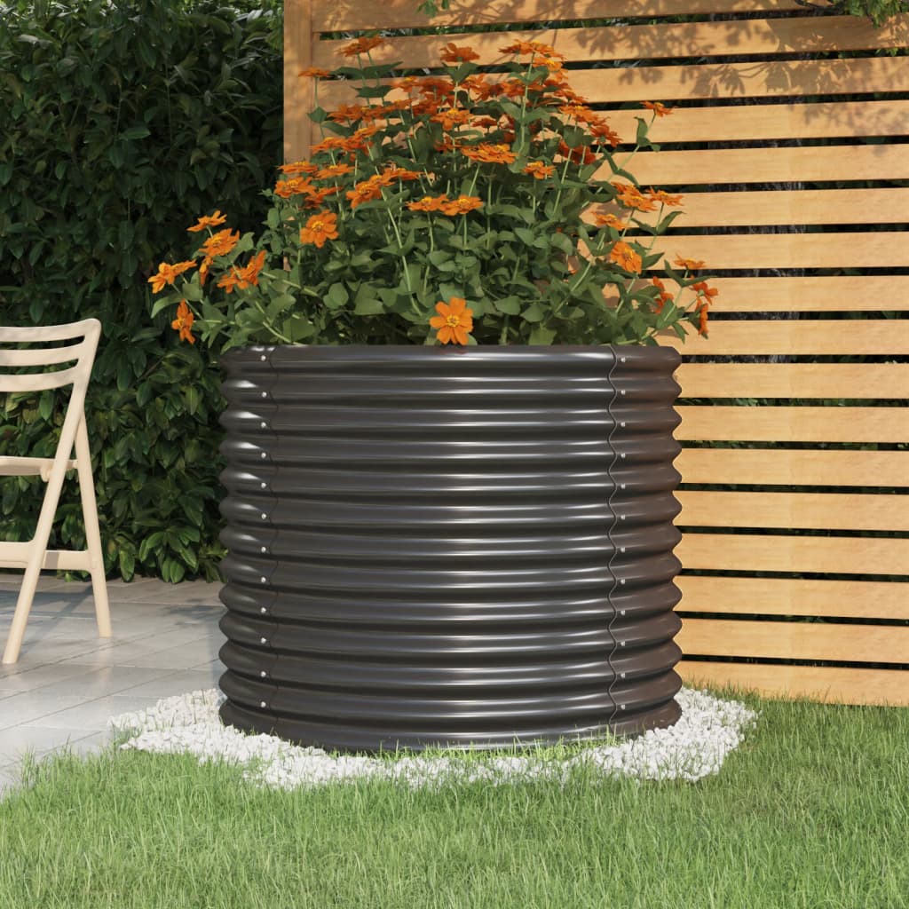 Garden Planter Powder-coated Steel 80x80x68 cm Anthracite - Design Hut