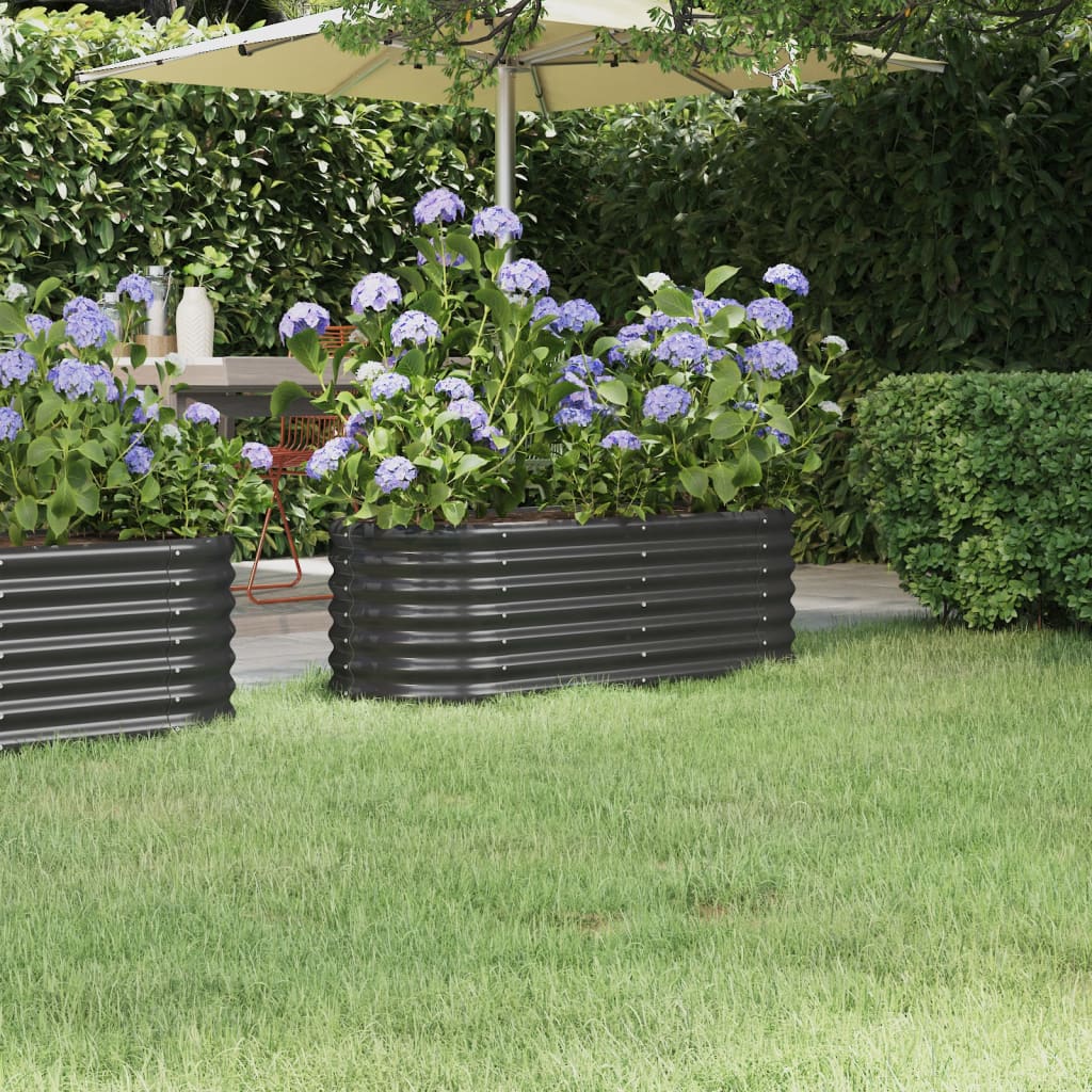 Garden Raised Bed Powder-coated Steel 114x40x36 cm Anthracite - Tyrell & Tyrell