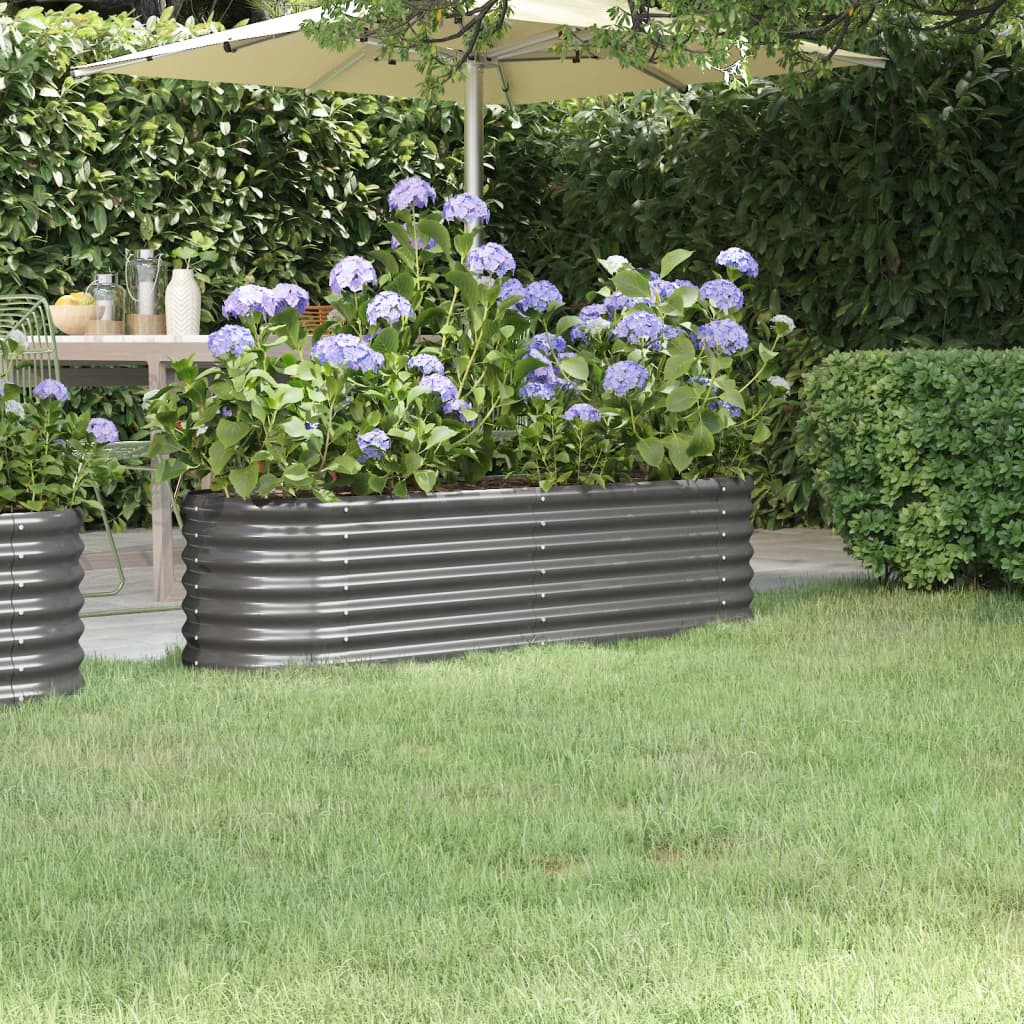 Garden Raised Bed Powder-coated Steel 152x40x36 cm Grey - Millennium Furniture