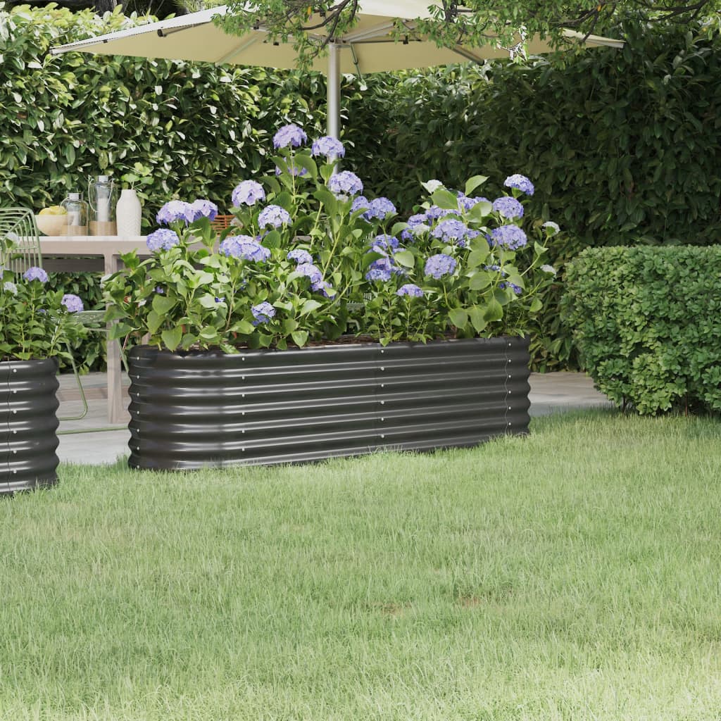 Garden Raised Bed Powder-coated Steel 152x40x36 cm Anthracite - Sid & Sam
