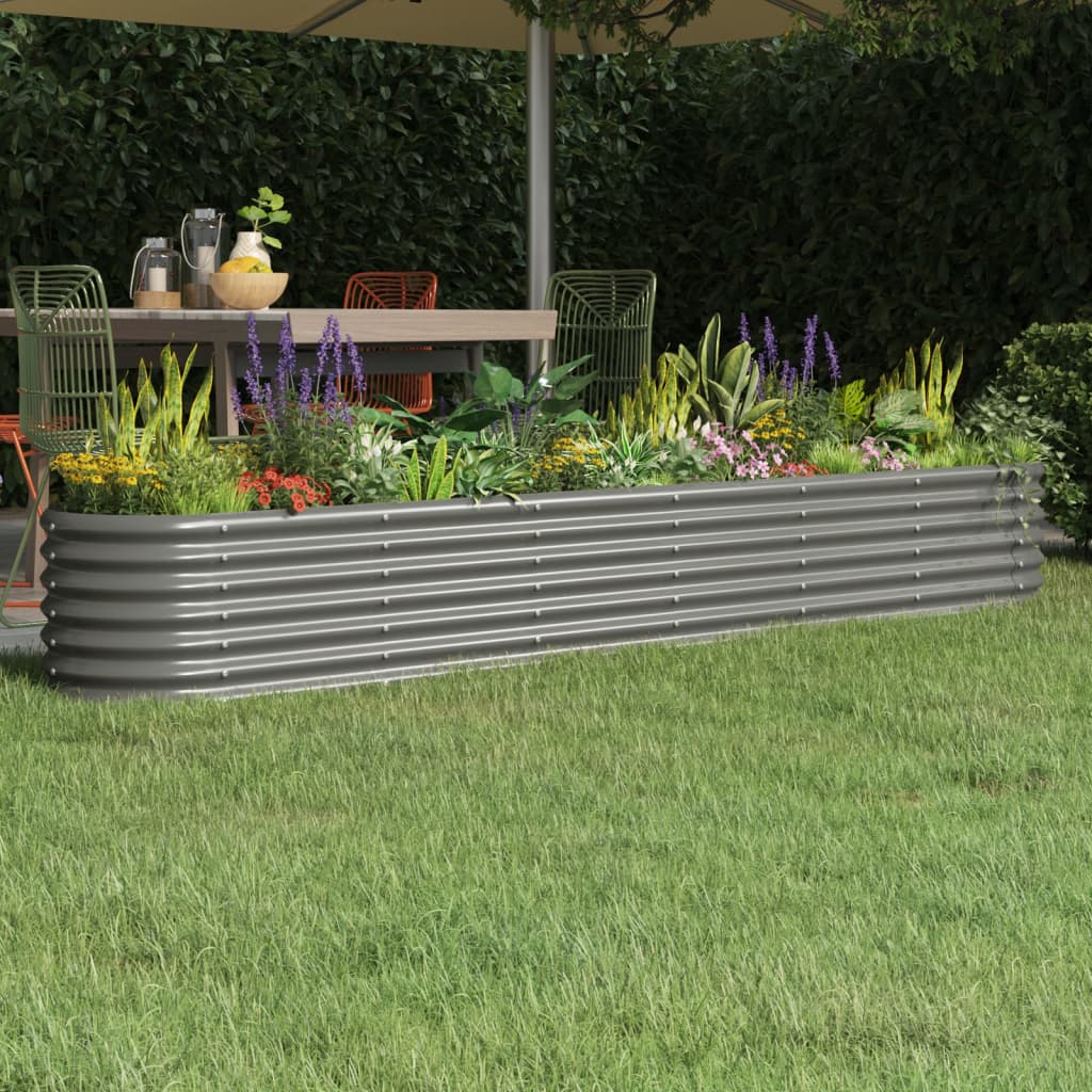 Garden Raised Bed Powder-coated Steel 260x40x36 cm Grey - The Home Maker