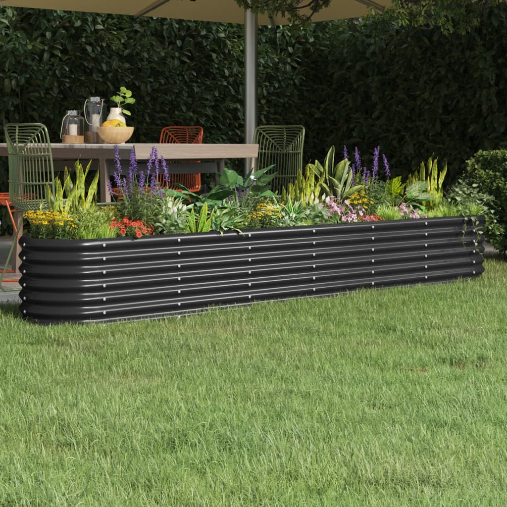 Garden Raised Bed Powder-coated Steel 260x40x36 cm Anthracite - Millennium Furniture
