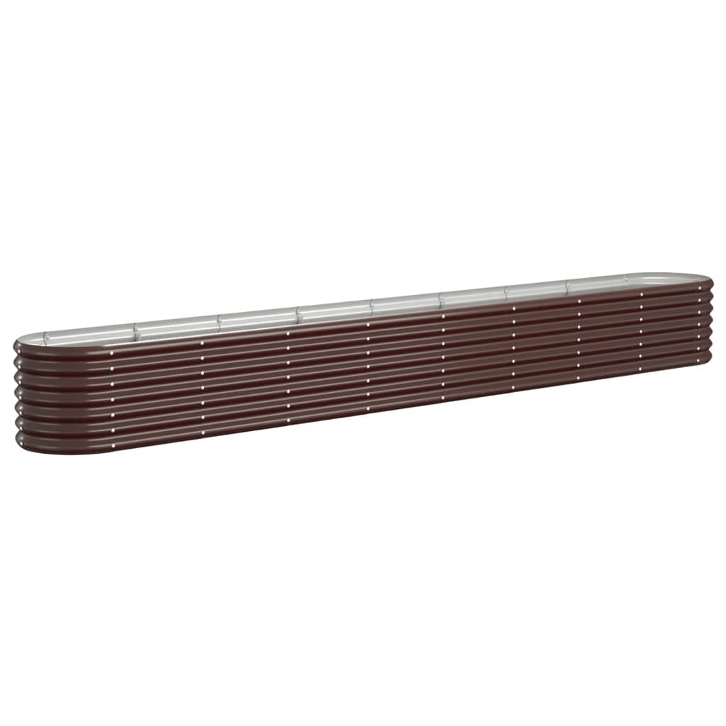 Garden Planter Powder-coated Steel 332x40x36 cm Brown - Sid & Sam