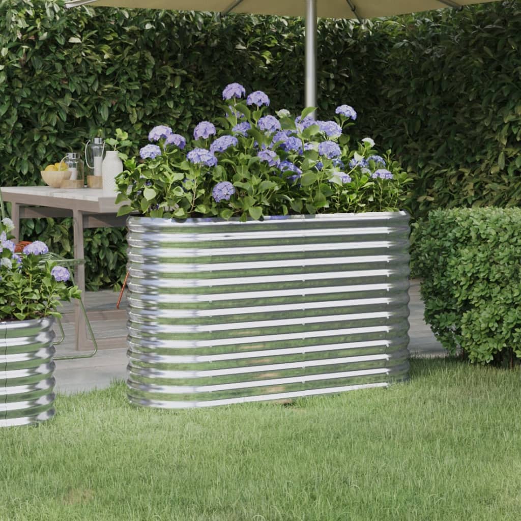 Garden Raised Bed Powder-coated Steel 114x40x68 cm Silver - Unbeatable Bargains