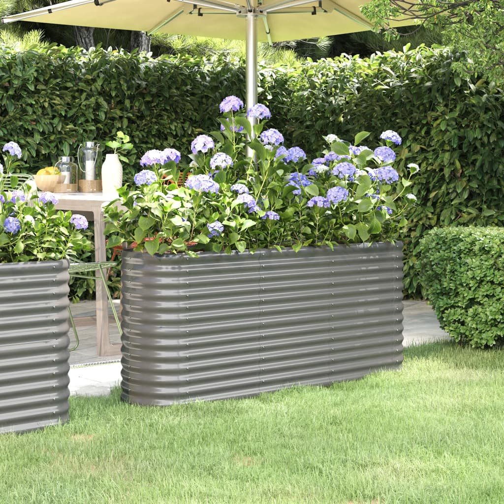 Garden Raised Bed Powder-coated Steel 152x40x68 cm Grey - Style and Chic