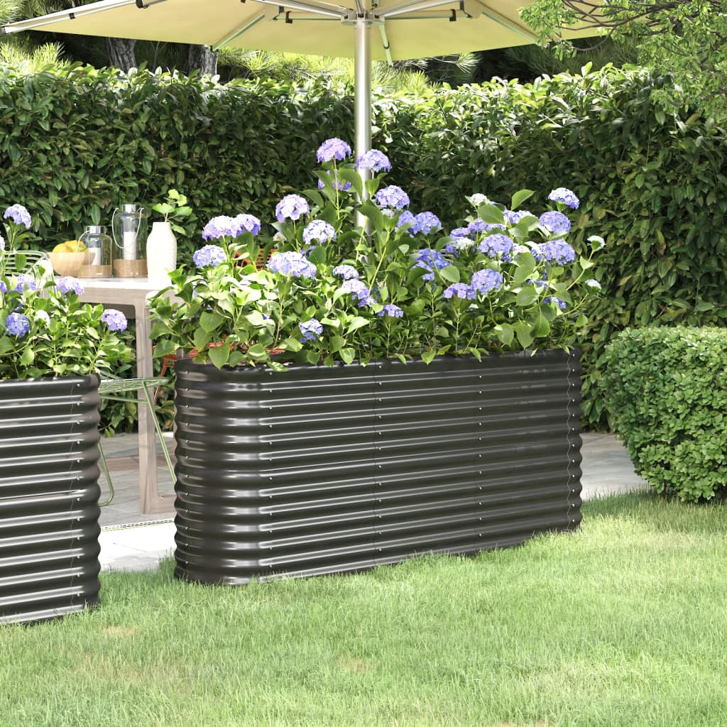 Garden Raised Bed Powder-coated Steel 152x40x68 cm Anthracite - Discount Dealers