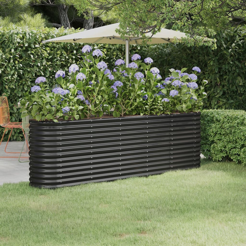 Garden Raised Bed Powder-coated Steel 224x40x68 cm Anthracite - Sid & Sam