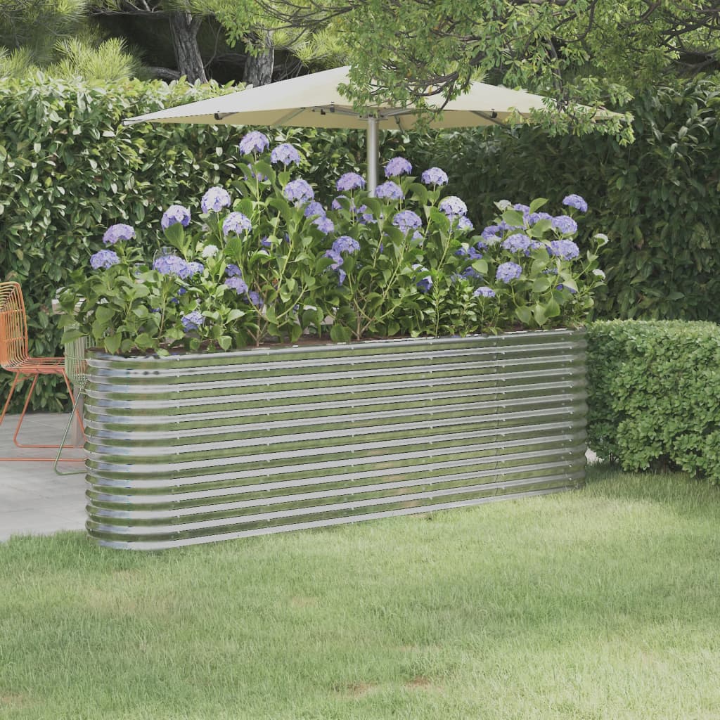 Garden Raised Bed Powder-coated Steel 224x40x68 cm Silver - Tyrell & Tyrell