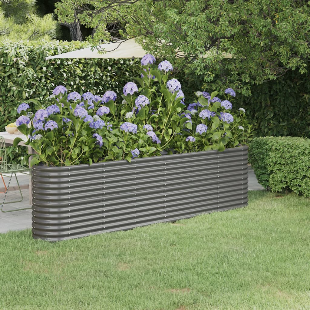 Garden Raised Bed Powder-coated Steel 260x40x68 cm Grey - Direct Imports