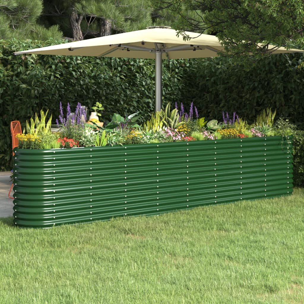 Garden Raised Bed Powder-coated Steel 332x40x68 cm Green - Merkel Designers