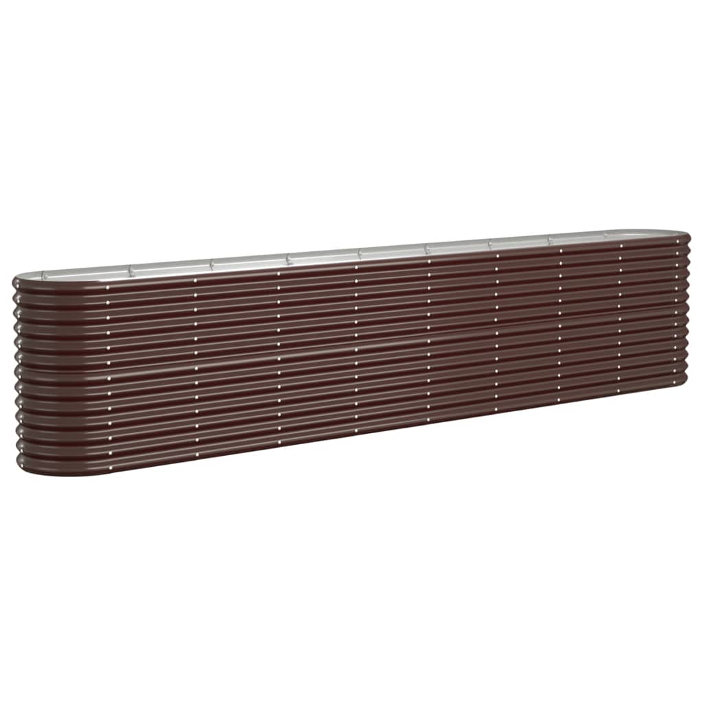 Garden Planter Powder-coated Steel 332x40x68 cm Brown - Sid & Sam
