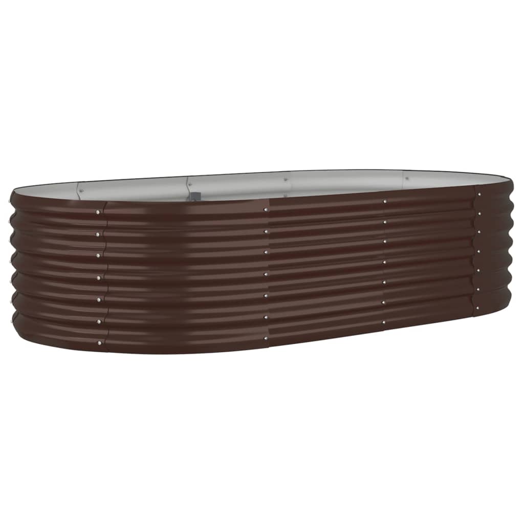 Garden Planter Powder-coated Steel 152x80x36 cm Brown - Decor Base