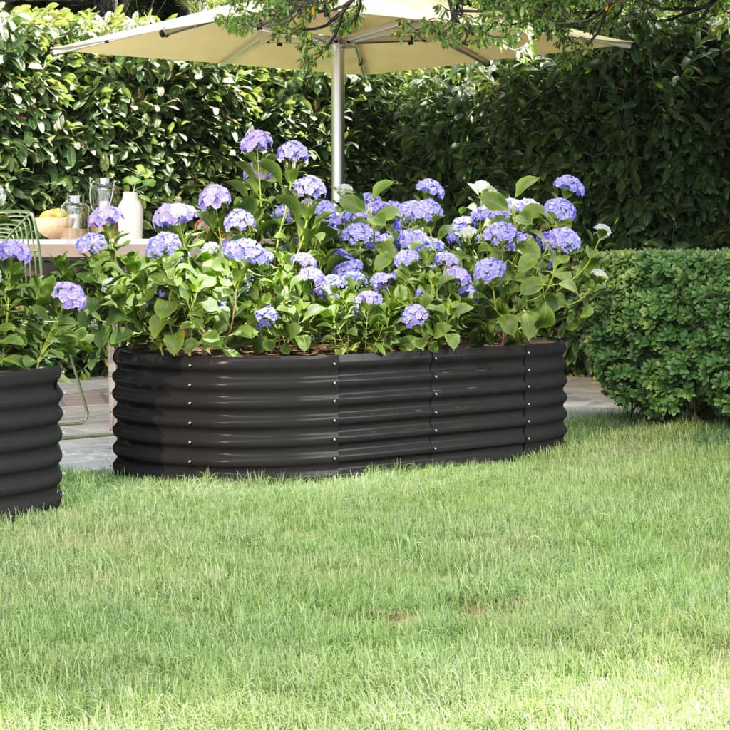 Garden Raised Bed Powder-coated Steel 152x80x36 cm Anthracite - Decor Base