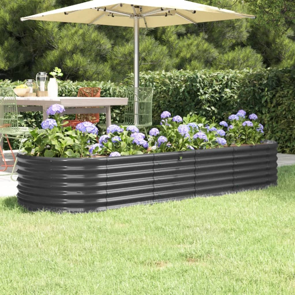 Garden Raised Bed Powder-coated Steel 224x80x36 cm Anthracite - Tyrell & Tyrell