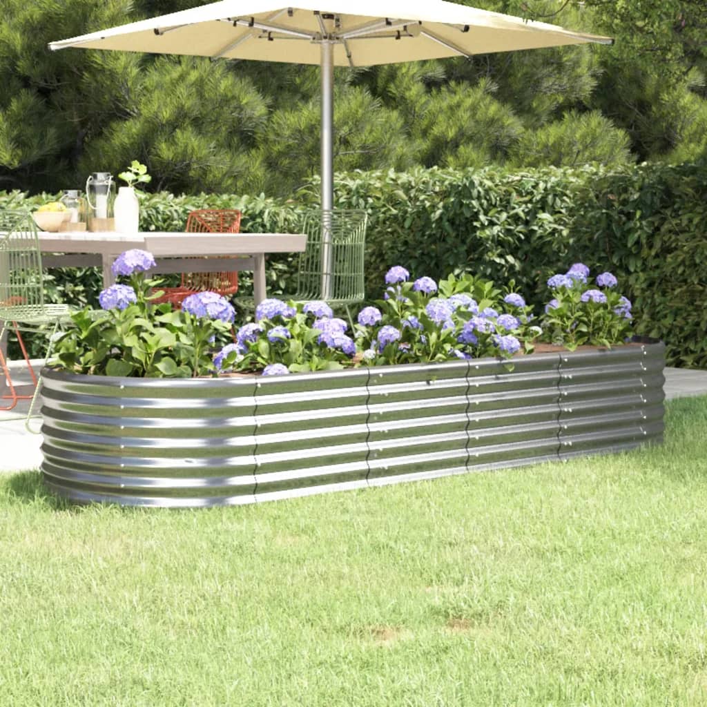 Garden Raised Bed Powder-coated Steel 224x80x36 cm Silver - Unbeatable Bargains