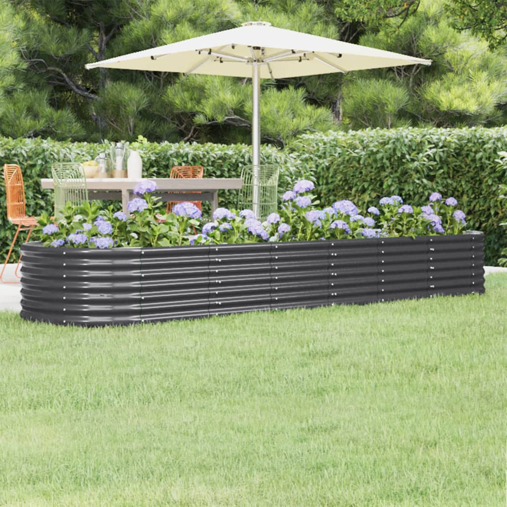 Garden Raised Bed Powder-coated Steel 296x80x36 cm Anthracite - Discount Dealers