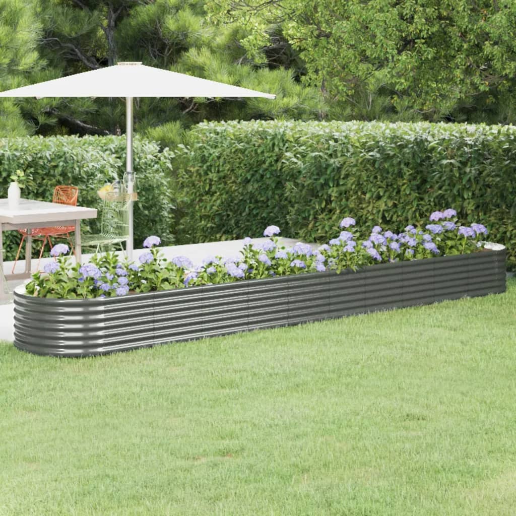 Garden Raised Bed Powder-coated Steel 440x80x36 cm Grey - Sid & Sam