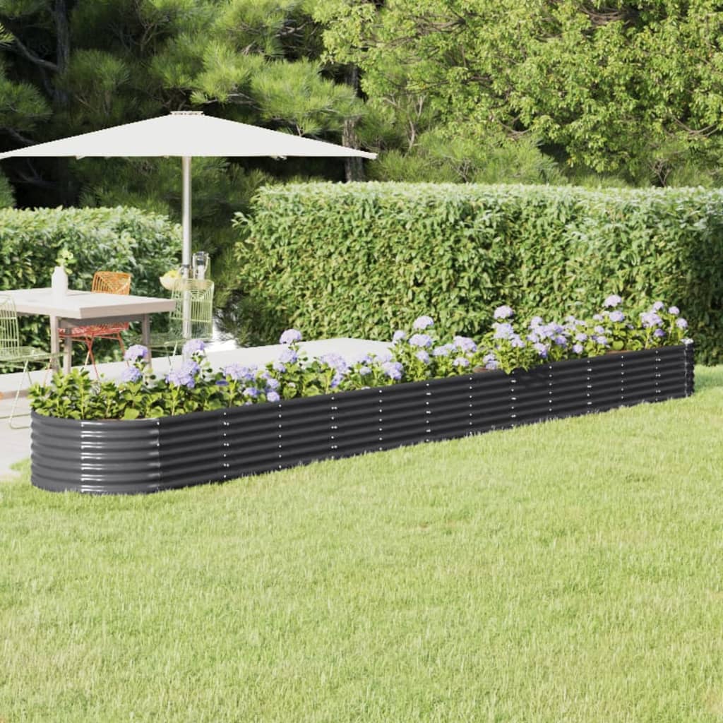 Garden Raised Bed Powder-coated Steel 512x80x36 cm Anthracite - Sid & Sam