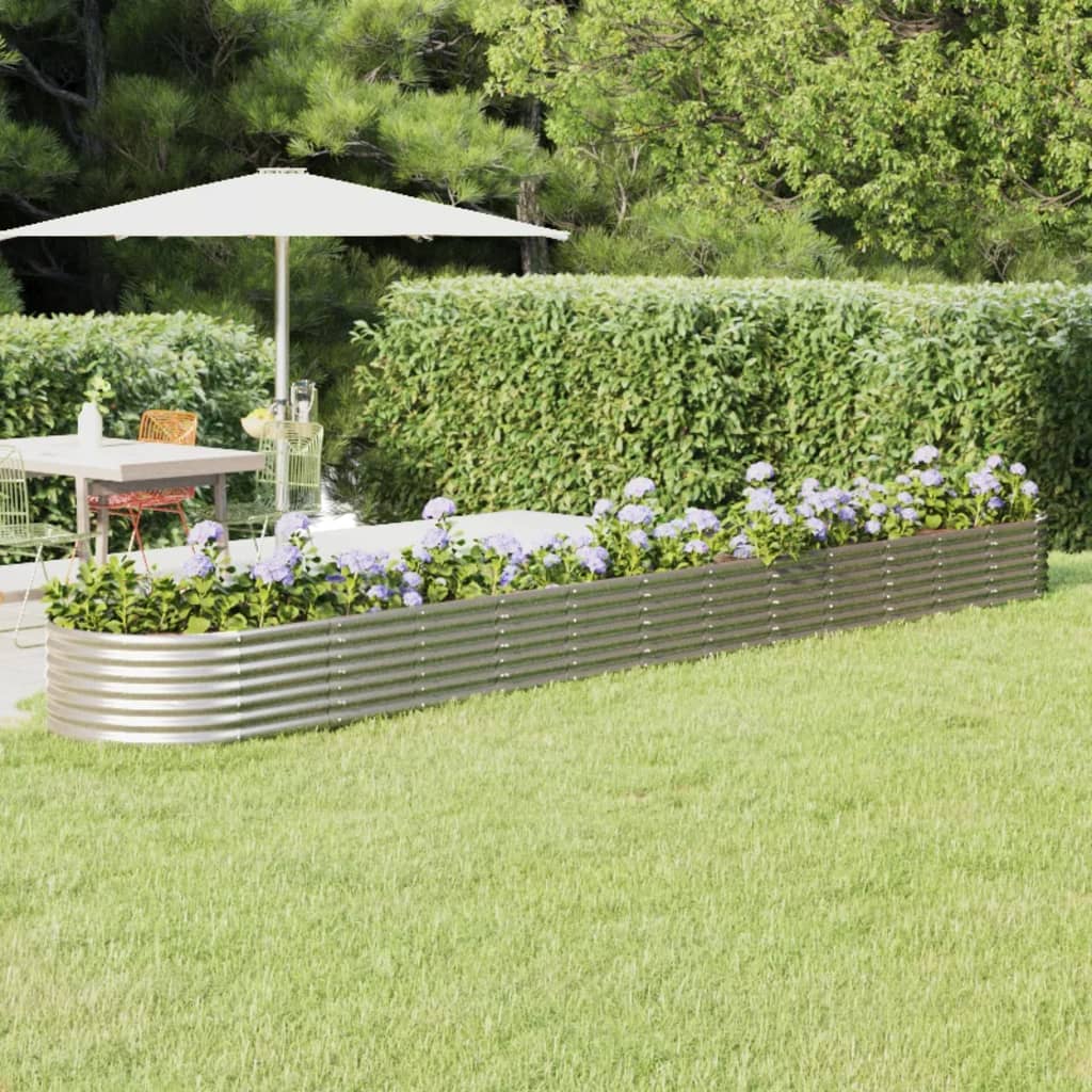 Garden Raised Bed Powder-coated Steel 512x80x36 cm Silver - Decor Base