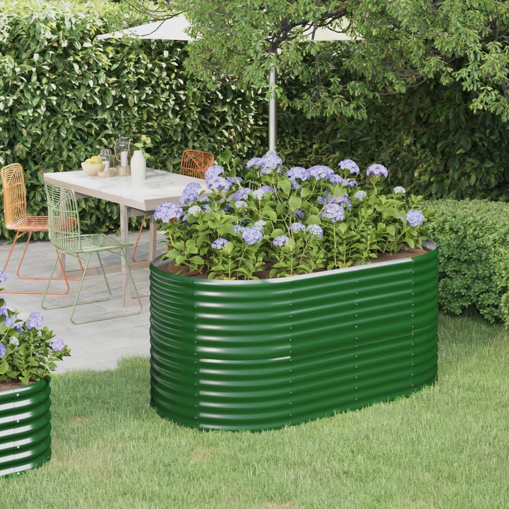 Garden Raised Bed Powder-coated Steel 152x80x68 cm Green - Unbeatable Bargains