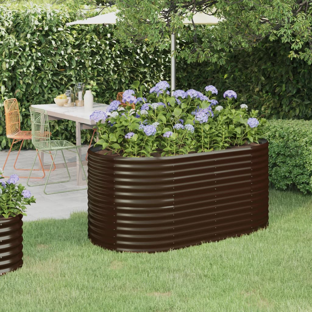 Garden Raised Bed Powder-coated Steel 152x80x68 cm Brown - R and M Furniture