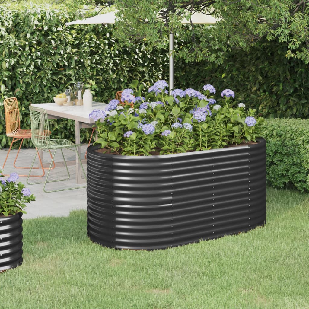 Garden Raised Bed Powder-coated Steel 152x80x68 cm Anthracite - Discount Dealers