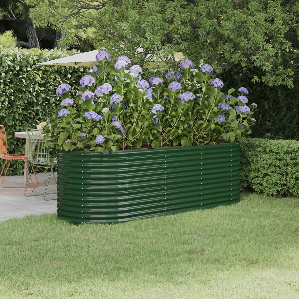 Garden Raised Bed Powder-coated Steel 224x80x68 cm Green - Design Hut