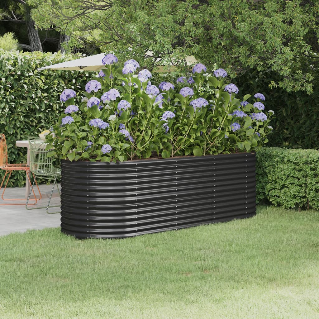 Garden Raised Bed Powder-coated Steel 224x80x68 cm Anthracite - Tyrell & Tyrell