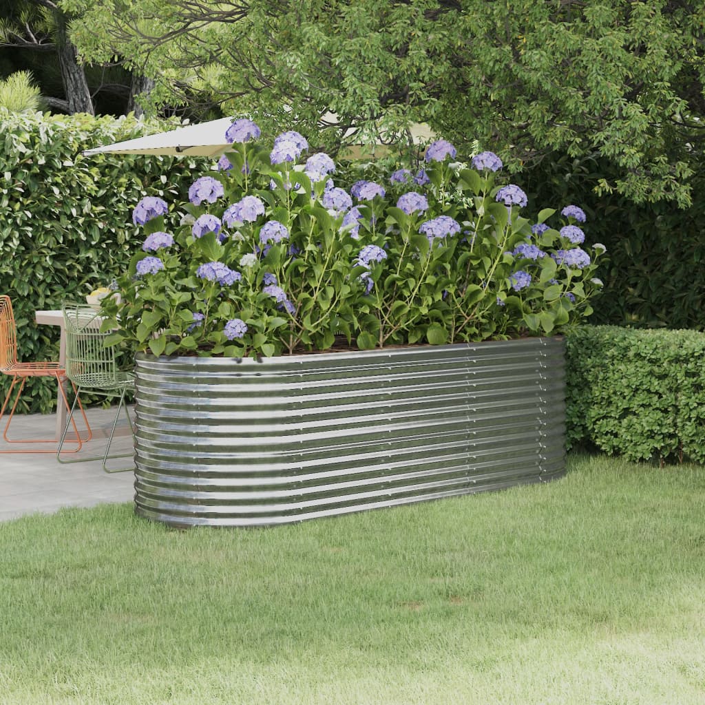 Garden Raised Bed Powder-coated Steel 224x80x68 cm Silver - Charlotte Dunes