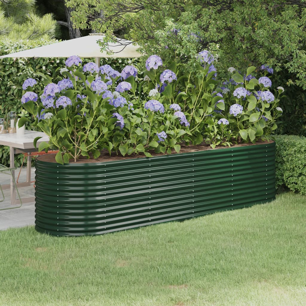 Garden Raised Bed Powder-coated Steel 296x80x68 cm Green - Casper Homes