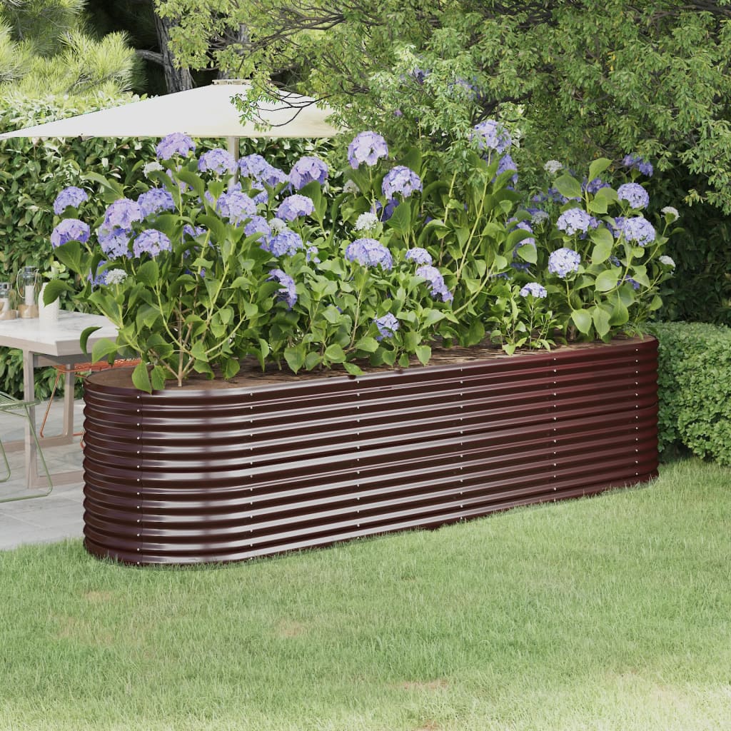 Garden Raised Bed Powder-coated Steel 296x80x68 cm Brown - Sid & Sam